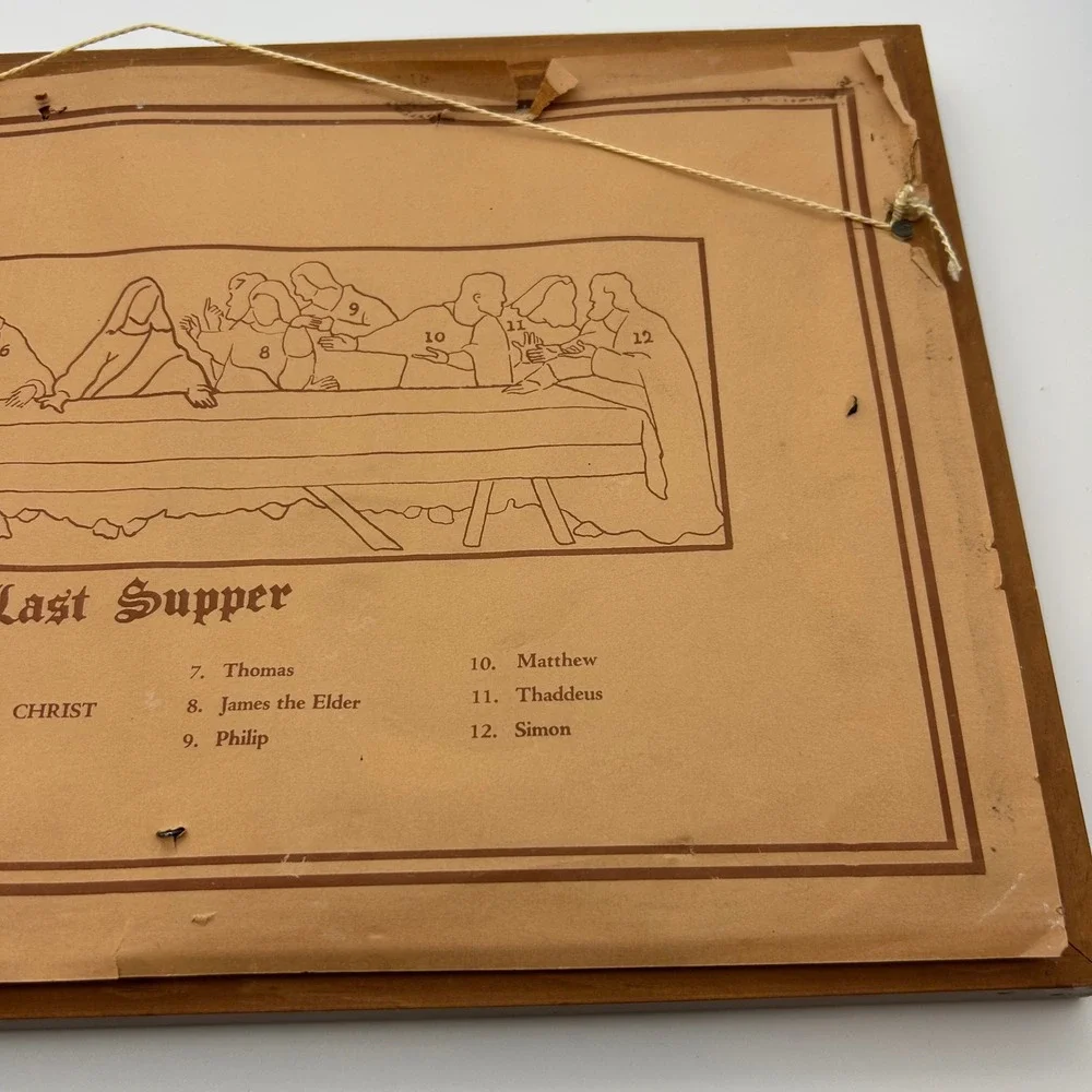Vintage Copper Relief The Last Supper 3D Metal‎ Wall Art Plaque Framed Religious